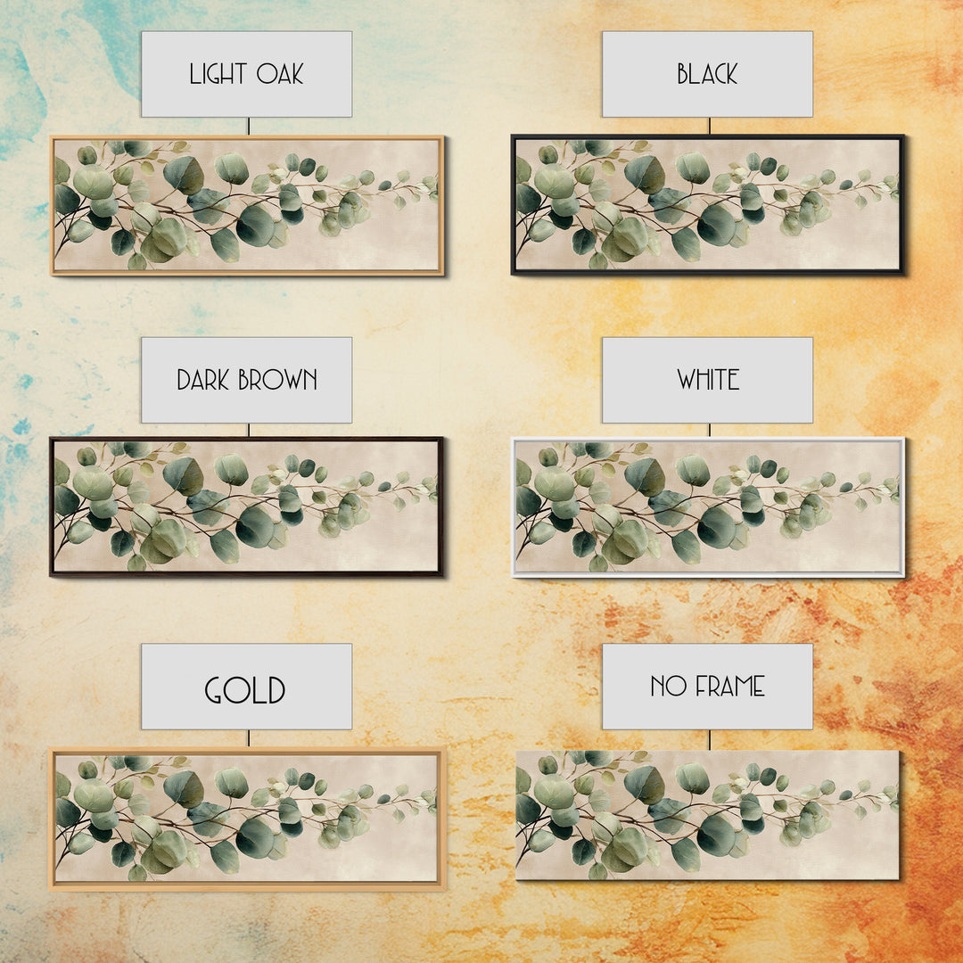 Eucalyptus Branch Botanical Wall Art, Sage Green Neutral Canvas Print, Japandi Living Room Decor, Above Bed Wall Decor, Large Wall Art