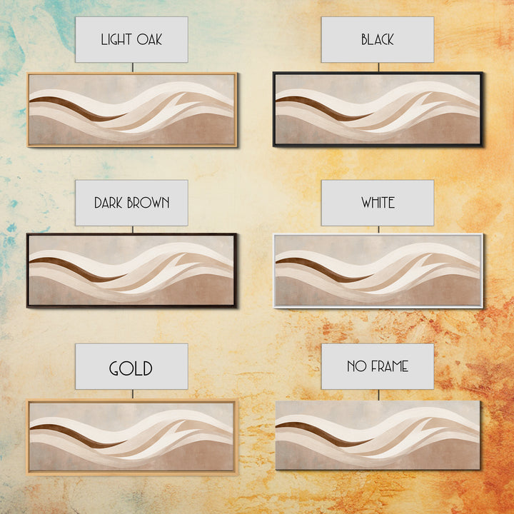 Minimalist Beige Wave Wall Art, Soft Abstract Canvas Print, Neutral Wabi Sabi Home Decor, Long Horizontal Wall Decor Print