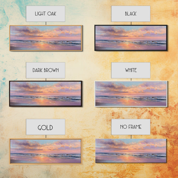 Pastel Ocean Sunset Canvas Print, Romantic Seascape Painting, Coastal Wall Art, Serene Beach House Living Room Decor Gift