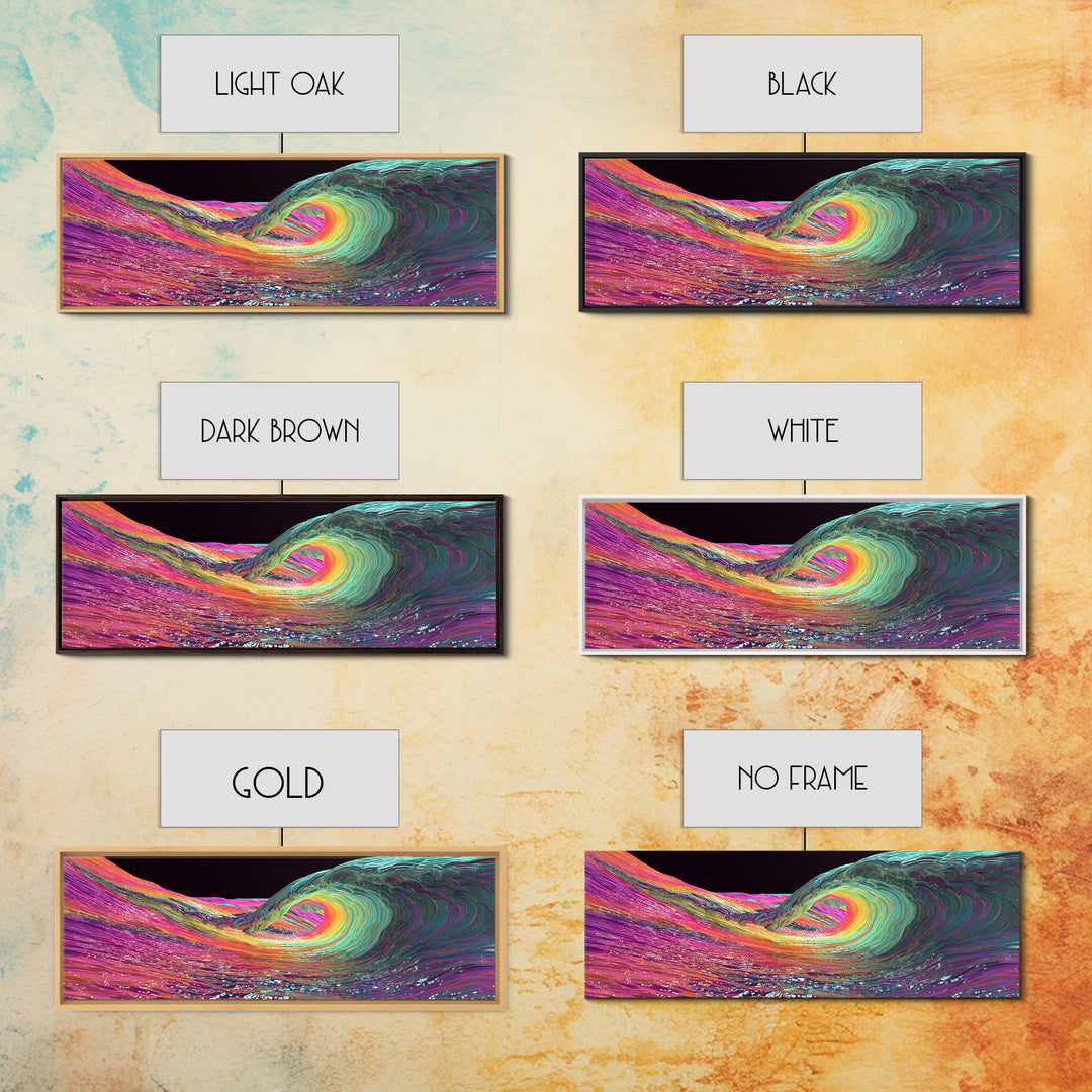 Rainbow Psychedelic Ocean Wave Canvas Print, Surf Wall Art, Colorful Coastal Decor, Modern Abstract Beach House Art Print