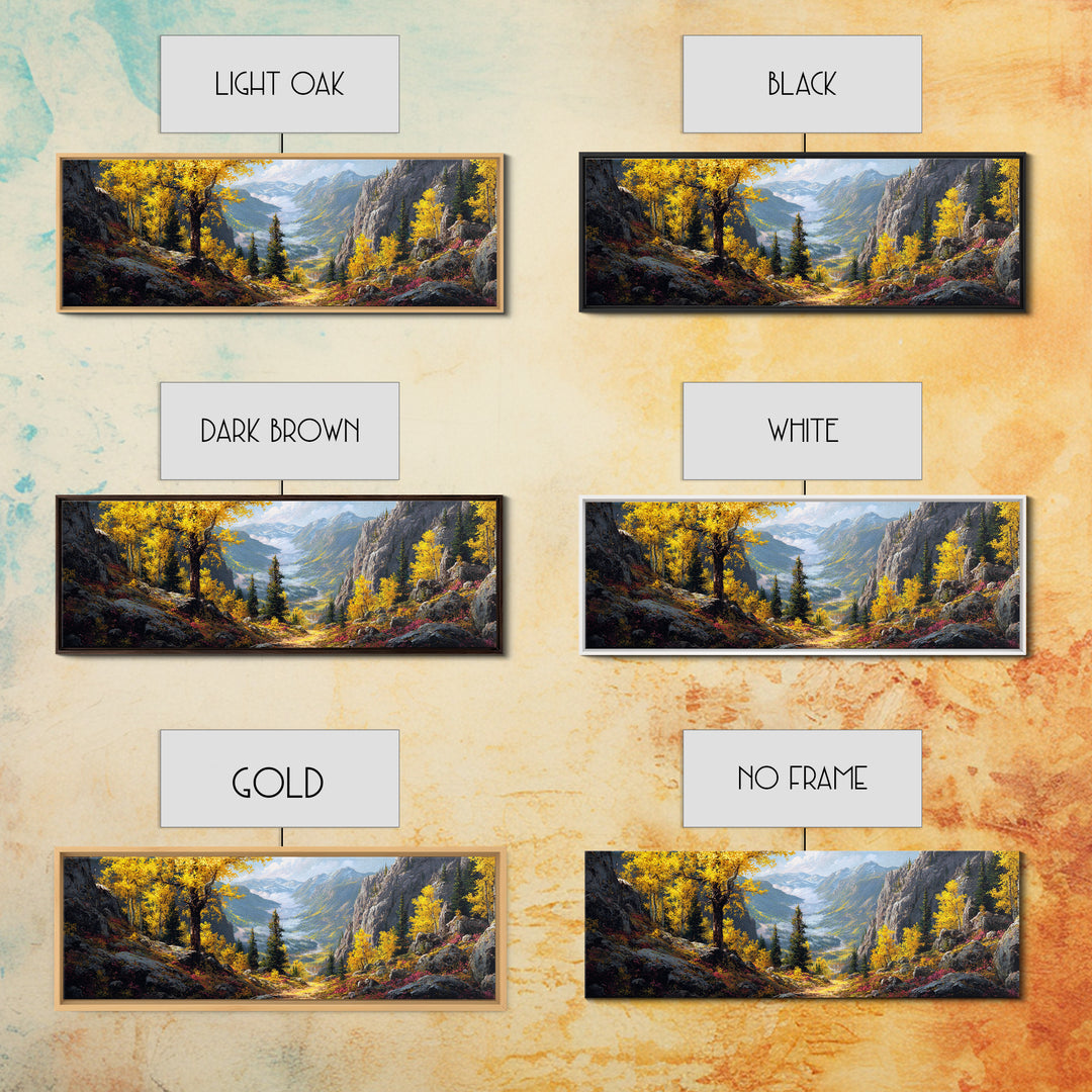 Golden Aspen Mountain Valley Canvas Print, Autumn Landscape Wall Art, Nature Wall Decor, Cabin Decor, Large Living Room Panoramic Art