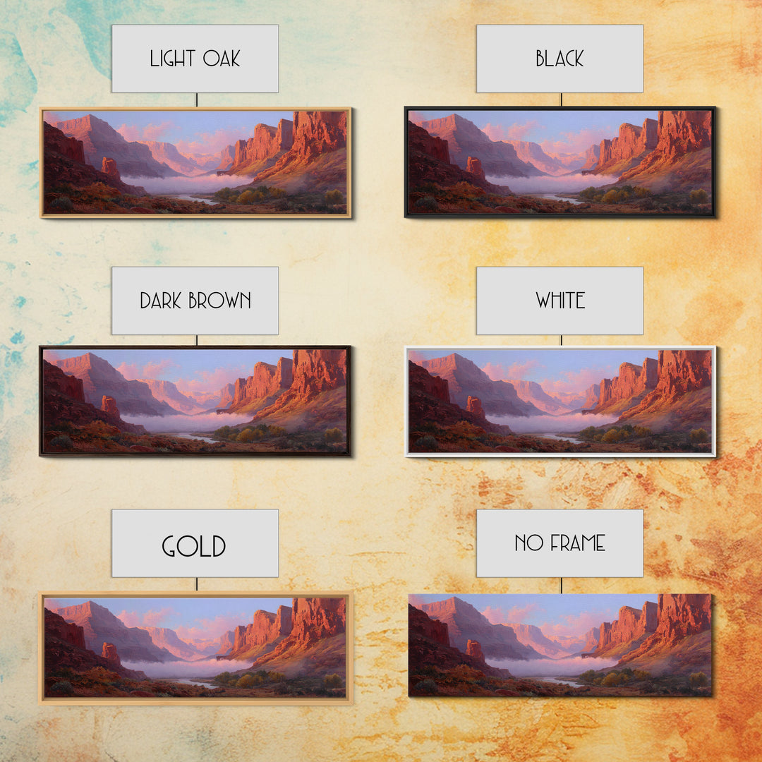 Red Rock Canyon River Sunrise Wall Art, Southwest Desert Canvas Print, Panoramic Landscape Decor, Warm Nature Art Print For Home