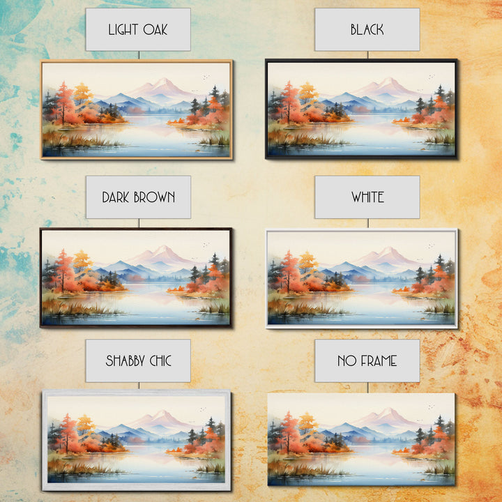 Lake Art. Mountains Wall Art, Fall Art, Nature Art, Watercolor Wall Art, Canvas Print, Wall Hanging, Panoramic Art, Farmhouse Wall Art