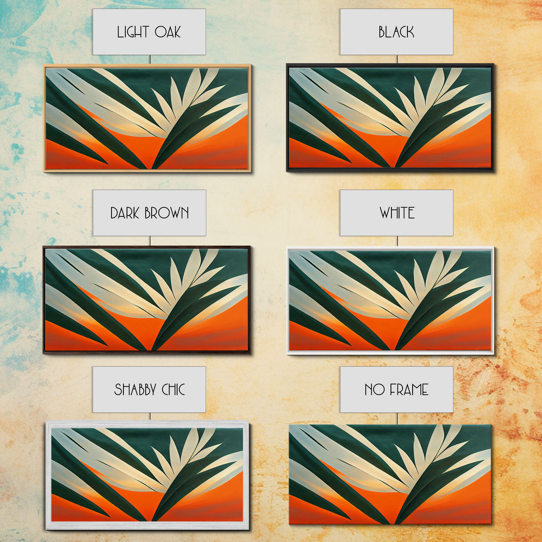 Vintage Style Art Deco Palm Leaf, Framed Canvas Print, Framed Art, Wall Decor, Palm Tree, Tropical Art, Mindcentury Art Deco Style