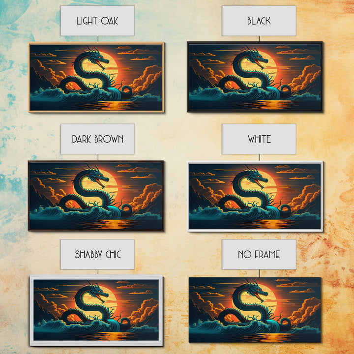 Jormungandr The Sea Serpent, Pop Art, Framed Canvas Print, Fantasy Art, Norse Mythology, Nordic / Viking Wall Art