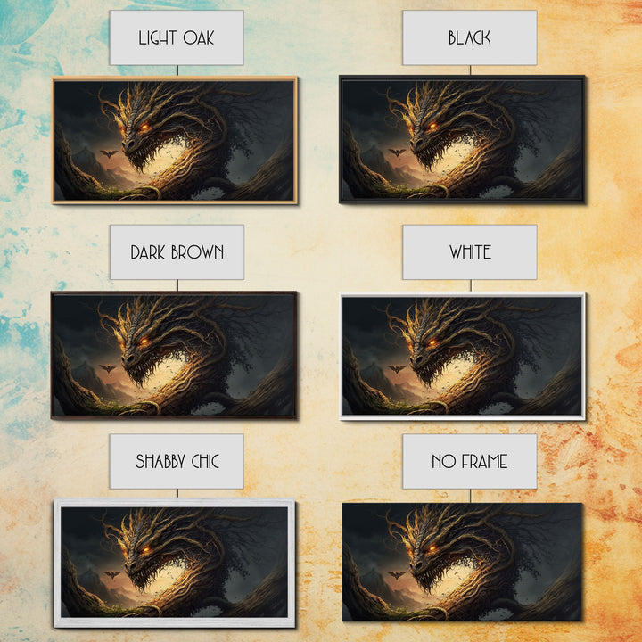 Forest Dragon Nidhogg, Norse Mythology, Framed Canvas Print, Fantasy Dragon Art, Fantasy Decor