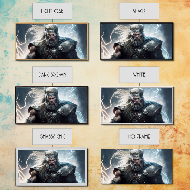 Thor Art, God of Thunder, Framed Canvas Print, Norse Mythology Art,  Fantasy Art