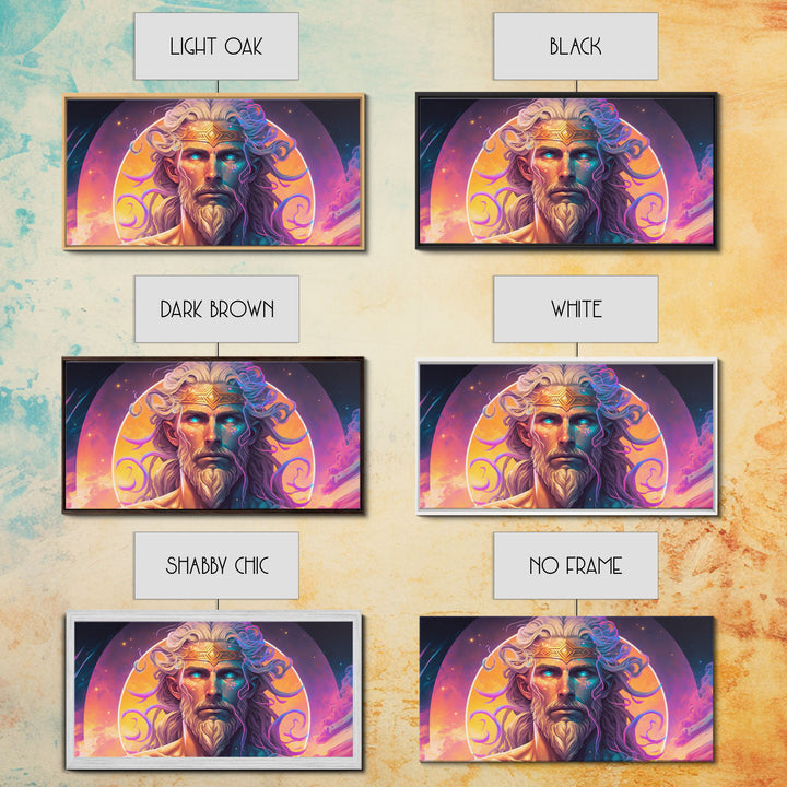 Norse God Freyr, Framed Canvas Print, Vaporwave Style Norse Mythology Art, Retro Vibes