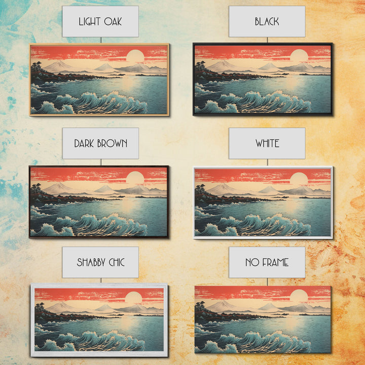 Ocean Waves Art, Japanese Landscape, Sunrise Wall Art, Panoramic Art, Wall Art, Canvas Art, Landscape Art, College Dorm Decor, Travel Print