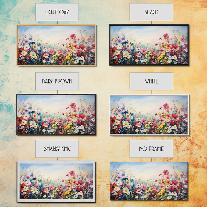 Pansies Wall Art, Spring Meadow Print, Wildflower Meadow, Panoramic Art, Wall Art, Canvas Art, Landscape Art, Wildflower Art, Entryway Print
