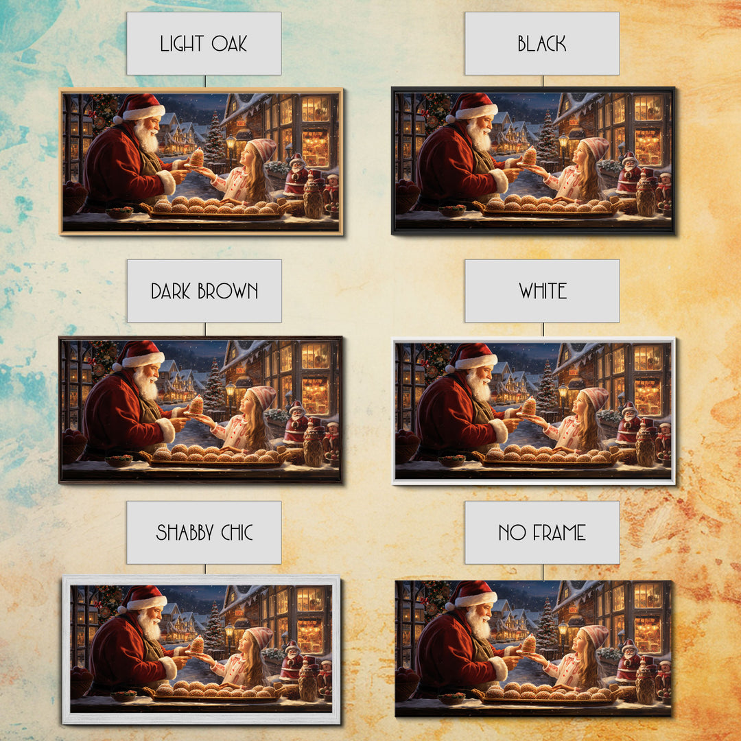 Santa Art Canvas Print - Santa Sharing a Cake - Christmas Art - Santa Art Print - Christmas Wall Art - Santa Decor - Christmas Art Print