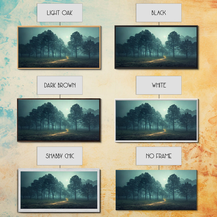 Gloomy Spooky Forest, ready to hang canvas print wall art, Lakehouse Cabin Wall Decor