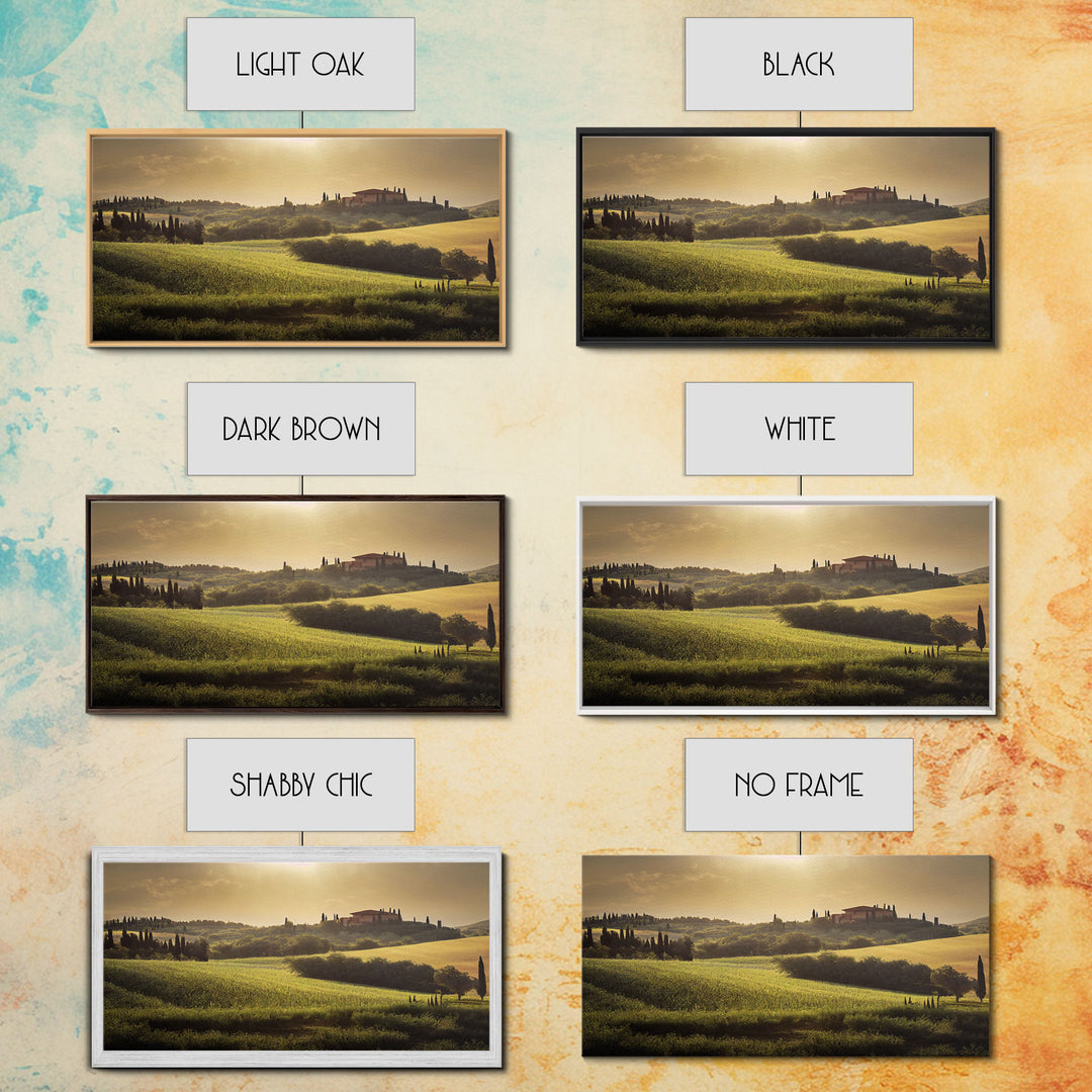 Italian Countryside At Sunset, Watercolor Style, Vintage Style Italy Art, ready to hang canvas print wall art, Guest Room Decor