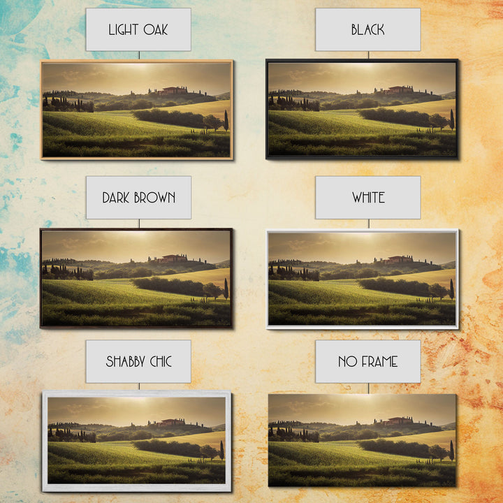 Italian Countryside At Sunset, Watercolor Style, Vintage Style Italy Art, ready to hang canvas print wall art, Guest Room Decor