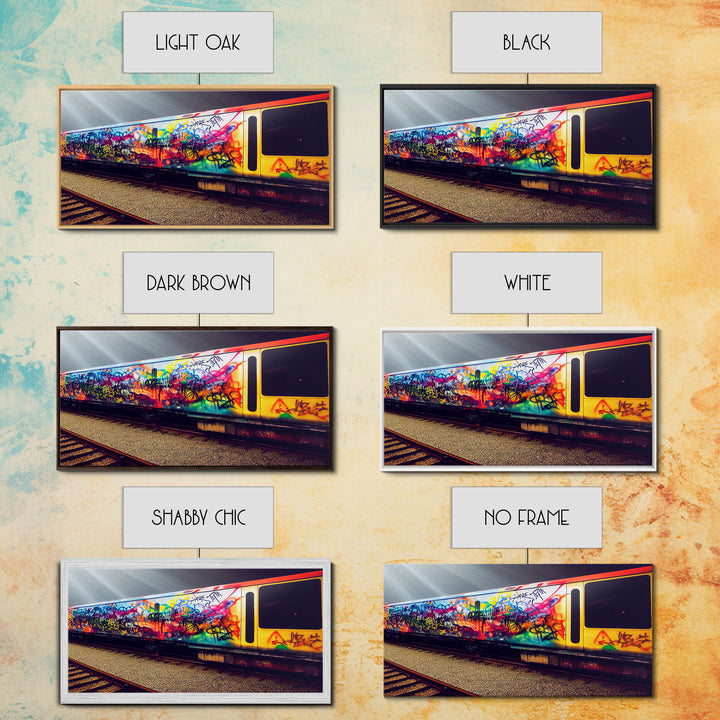 Train car graffiti wall decor, train box car, ready to hang canvas print wall art, graffiti art