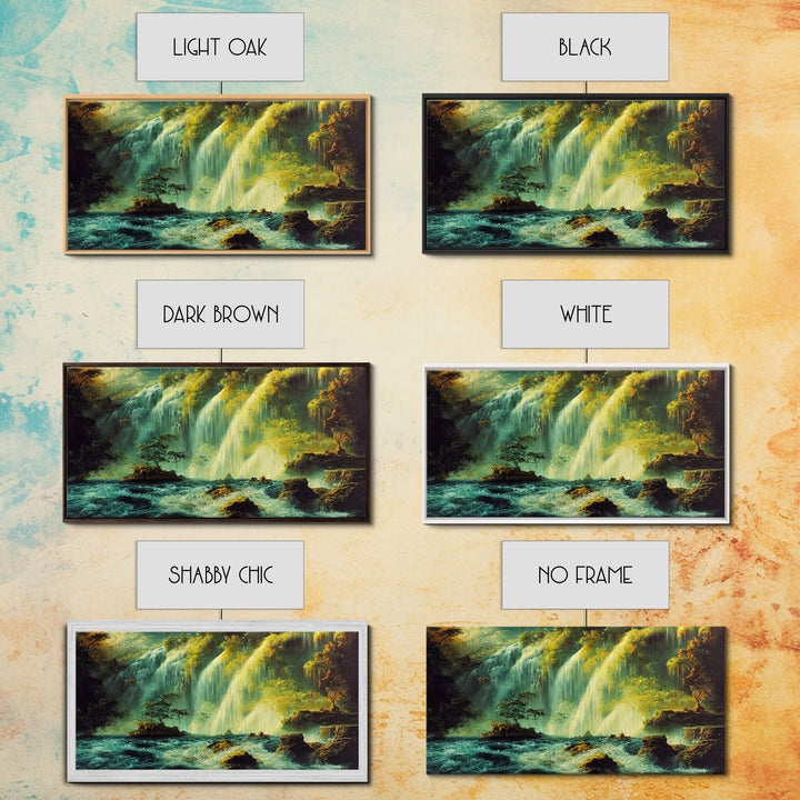High Fantasy Wall Art, Secret Waterfall, ready to hang canvas print, framed art