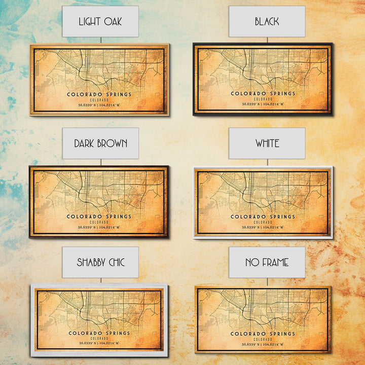 Vintage Style Colorado Springs Map Wall Art, Stretched Canvas or Poster, Office Decor, Colorado Wall Art, Distressed Map Decor