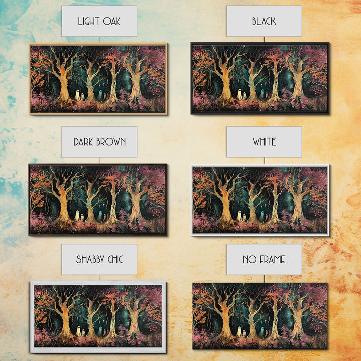 Spooky Ghosts in The Trees | Framed Canvas Print | Spooky Season | Creepy Art | Dark Academia | Halloween Products | Halloween Prop
