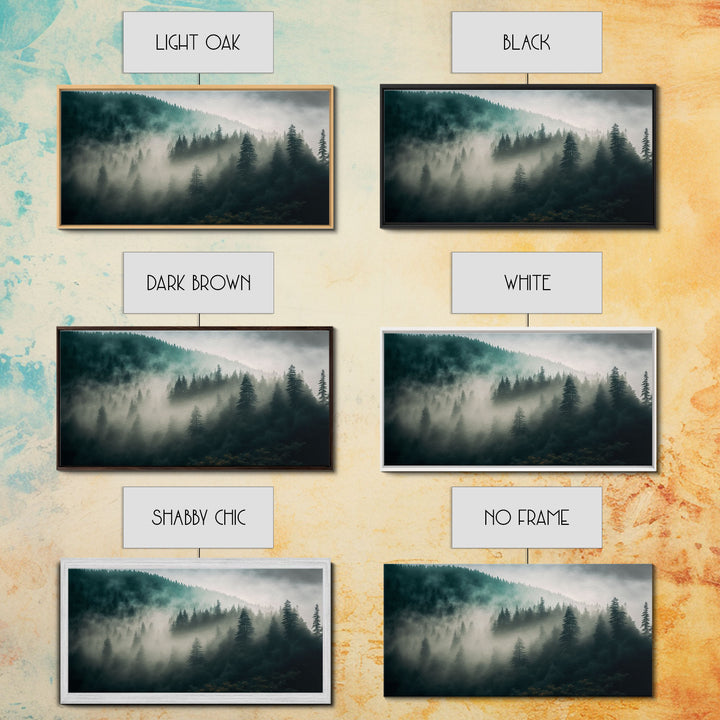 Foggy Forest wall art, relaxing art, zen art, framed canvas print, foggy landscape, trendy decor
