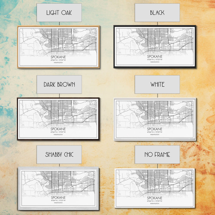 Spokane City Map, Washington Art, Map Print, Modern Wall Art, Wall Art, Canvas Art, Family Room Wall Art, Landscape Art Print, Military Gift