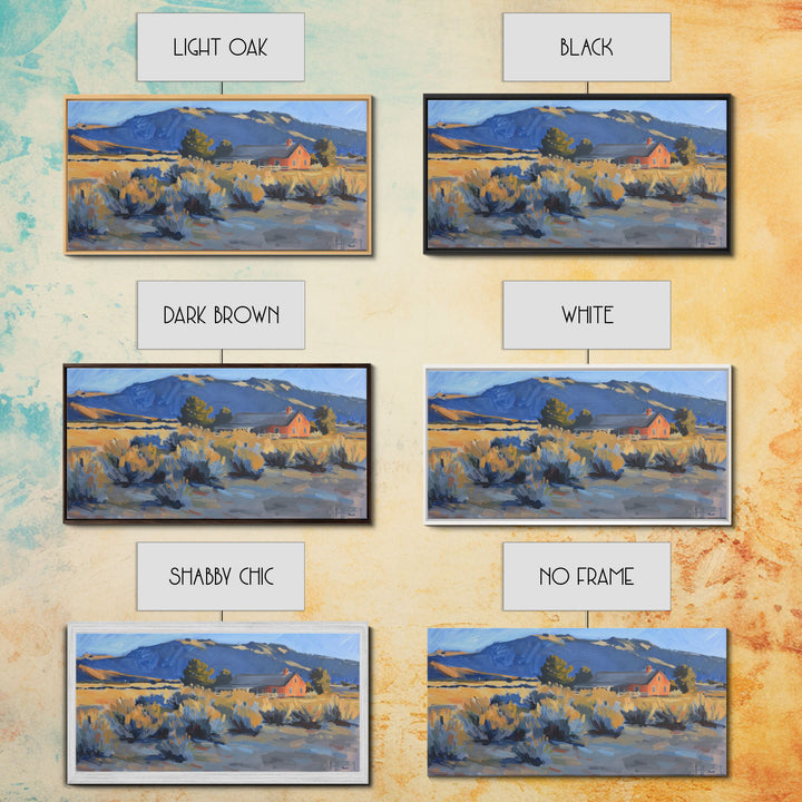 Rustic Cabin in Open Field, Framed Canvas Print, Ideal for Living Room Art, Country Style Home Decor, Cozy Bedroom Wall Art