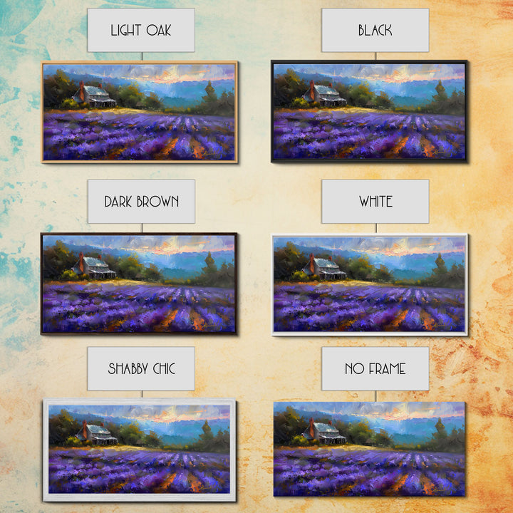 Lavender Field at Twilight, Dreamy Landscape Art, Framed Canvas Print, Boho Bedroom Decor, Purple Art, Rustic Wall Art