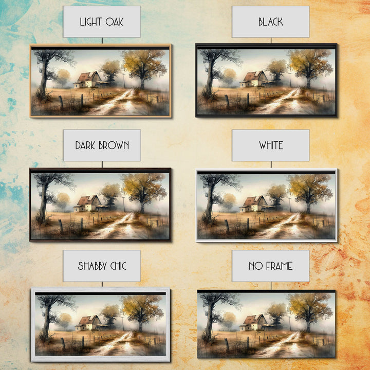 Desert Flora with Vibrant Flowers and Mountains, Colorful Framed Canvas Print for Home, Southwestern Style Wall Art, Nature Decor