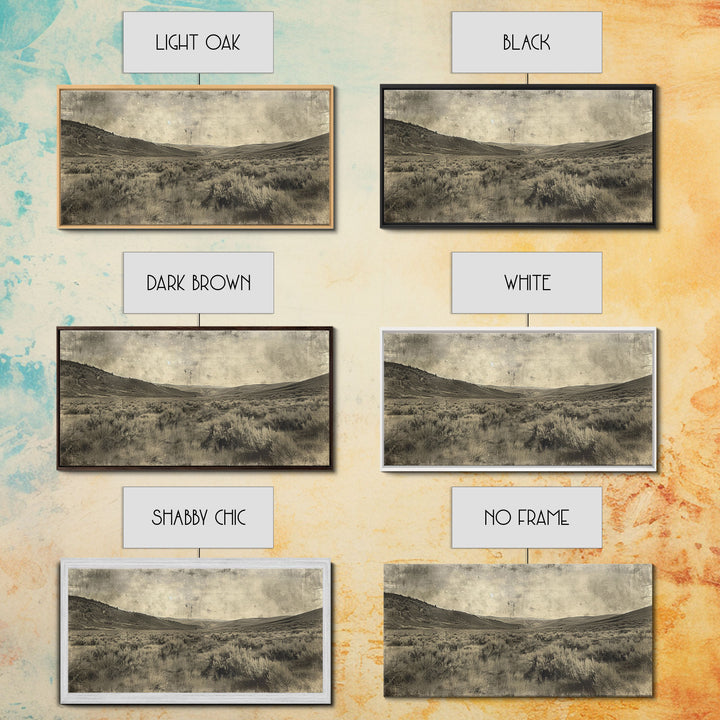 Expansive Desert Landscape with Rolling Hills Framed Canvas Print for Farmhouse Bedroom Wall Art Rustic Home Decoration, Scenic Nature Scene