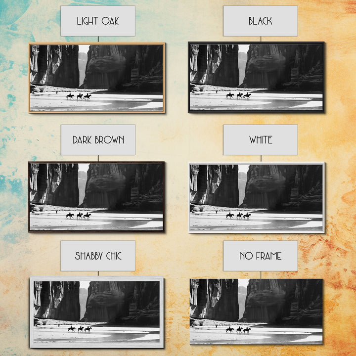 Cowboys Riding in Dusty Canyon, Striking Wall Art for Living Room or Bedroom, Framed Canvas Print, Home Decoration