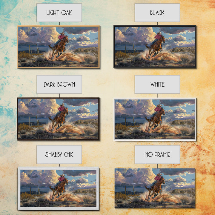 Colorful Desert Landscape with Tree Under Starry Sky, Stunning Framed Canvas Print, Living Room Art, Bedroom Decor, Southwestern Wall Art