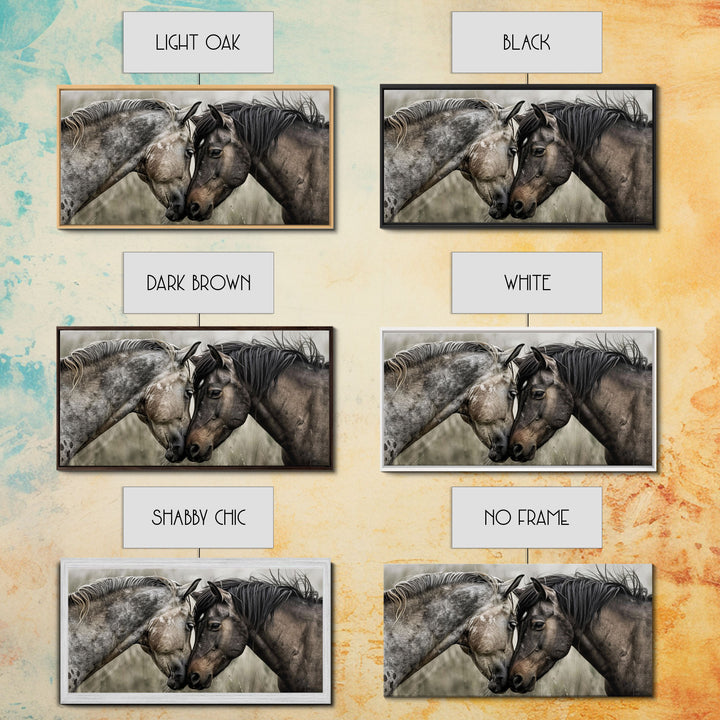 Heartfelt Connection of Two Horses, Ideal for Living Room Art, Framed Canvas Print, Bedroom Decor, Home Decoration, Animal Lover Gift