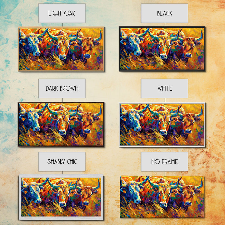 Expressive Cattle in Bright Colors, Ideal for Living Room Art, Framed Canvas Print, Bedroom Decor, Home Decoration, Unique Farmhouse Decor