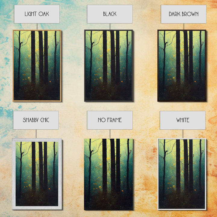 Magical Forest Oil Painting Style, Spooky Pirate Ship Art, Framed Canvas Print, Ready To Hang Framed Wall Art, Living Room Wall Hanging