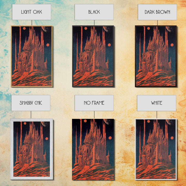 Gothic Red Eerie Castle Fine Art Print, Wall Poster, Wall Art Print