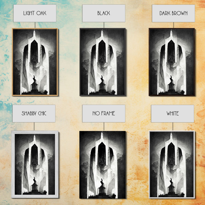 Vintage Style Art Deco Statue Study, Framed Canvas Print, Retro Style Wall Art, 1920s - 1930s style Art