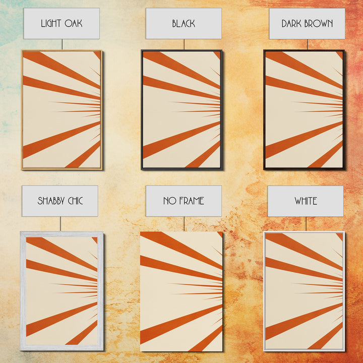 Sun Print Set Of 3, Framed Canvas Prints, Boho Minimalist Midcentury Modern Wall Art, Geometric Sun Print, Nursery Boho Style Decor