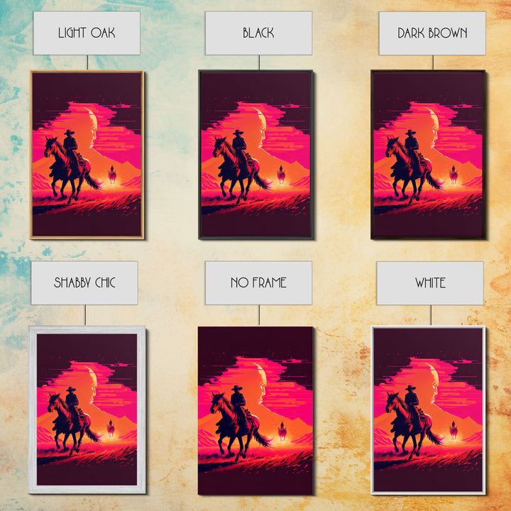 Vaporwave Cowboy Horse Desert Purple Man Fine Art Print, Wall Art Print, Wall Poster, Wall Décor