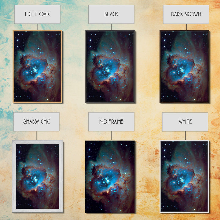 The Stars Glow At Night, framed canvas print, watercolor space painting