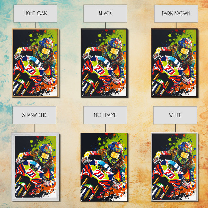 Pop Art Moto Racer, Motorcycle Art, WPAP Style, Framed Canvas Print, Graffiti style motorcycle art, dirt bike racer art