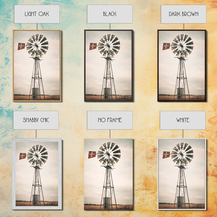 Rustic Farmhouse Home Decor, Windmill Photography Photo Print Art, Rustic Industrial Farmhouse Wall Art Picture, Country Landscape Picture
