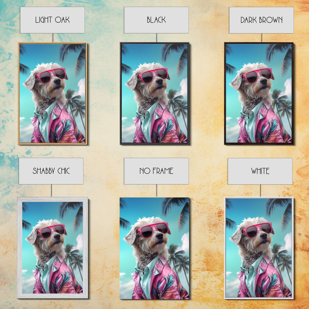 Shih Tzu Wall Print, Dog Wall Art, Dog Sunglasses, Pink Floral Suit, Funny Wall Art, Framed Wall Art, Framed Canvas, Wall Print, Wall Canvas