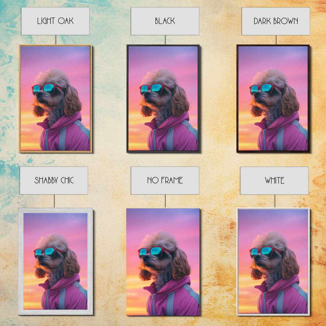 Shih Tzu Wall Print, Dog Wall Art, Dog Sunglasses, Dog In Pink Tracksuit, Funny Art, Framed Wall Art, Framed Canvas, Wall Print, Wall Canvas