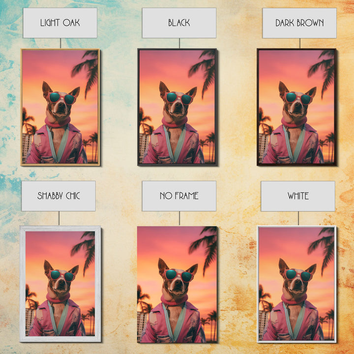 Chihuahua Wall Print, Dog Print, Dog Sunglasses, Dog In Pink Tracksuit, Funny Art, Framed Wall Art, Framed Canvas, Wall Print, Wall Canvas