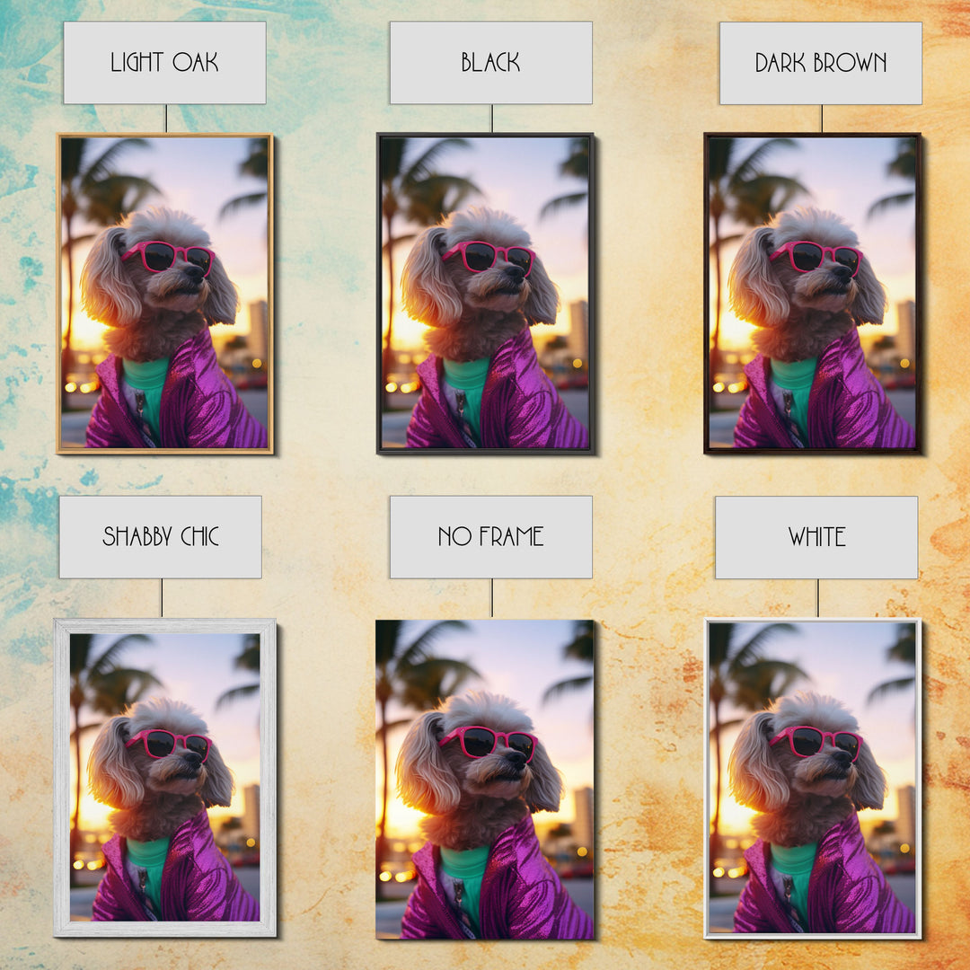 Poodle In Sunglasses Pink Tracksuit Wall Print, Dog Portrait, Dog Art Print, Framed Wall Art, Framed Canvas, Wall Print, Wall Canvas