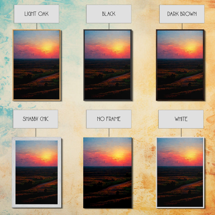 Sunset Over a Texas Field, Canvas Print, Landscape Art, Ready To Hang Wall Art