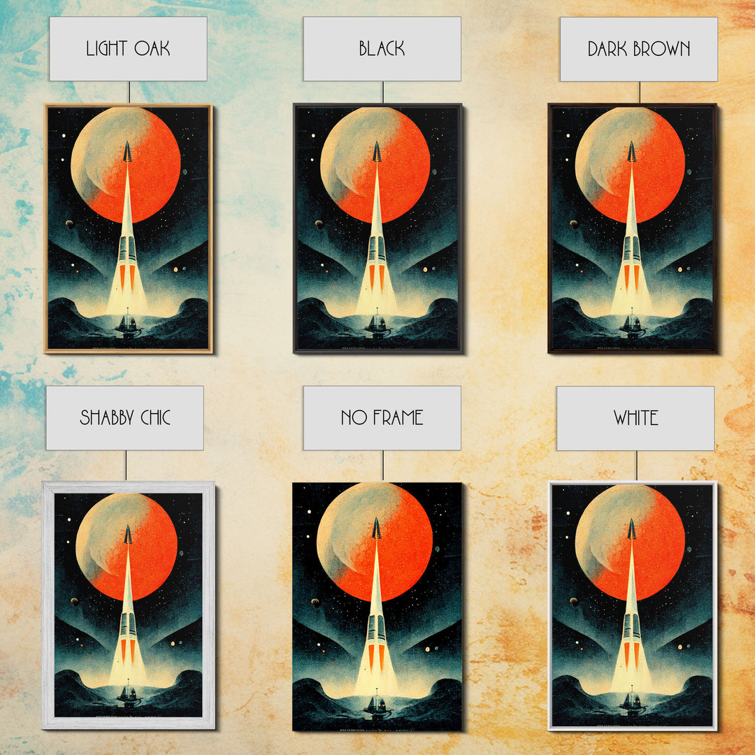Art Deco Style Spaceship, Space Exploration, Science Fiction / SciFi Canvas Print, Ready to Hang Wall Art