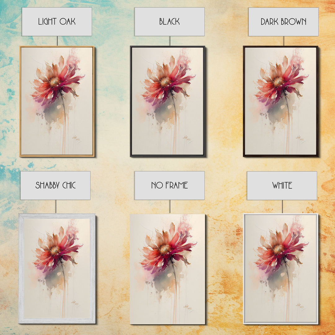 Vintage Style Framed Canvas Art, Vintage Floral Print, Vintage White Roses Painting, Still Life Botanical Farmhouse print, Red Flower Art