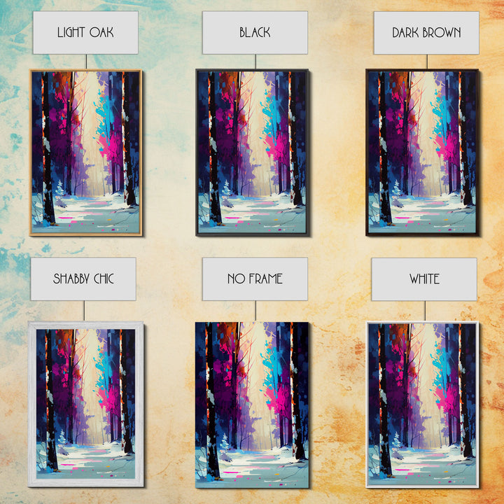 Pop Art Winter Scene, Framed Canvas Print, Landscape Painting, Framed Art, Graffiti Art, Calming Landscape Painting