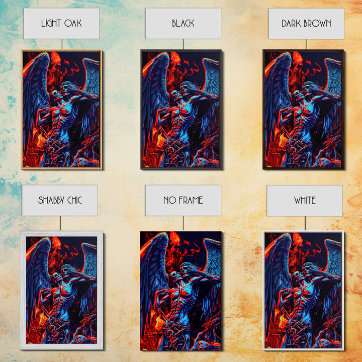 Gothic Angel, Horror Decor, Framed Canvas Print, Fallen Angel