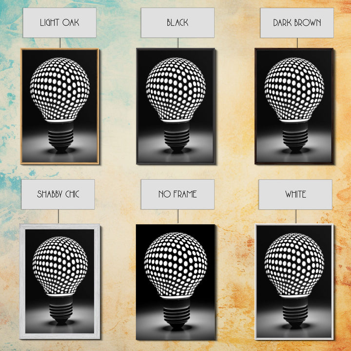 Dotted Light Bulb Wall Decor, Black And White Art, Dotted Art, Minimalist Print, Wall Decor, Canvas Print, Wall Art, Framed Canvas